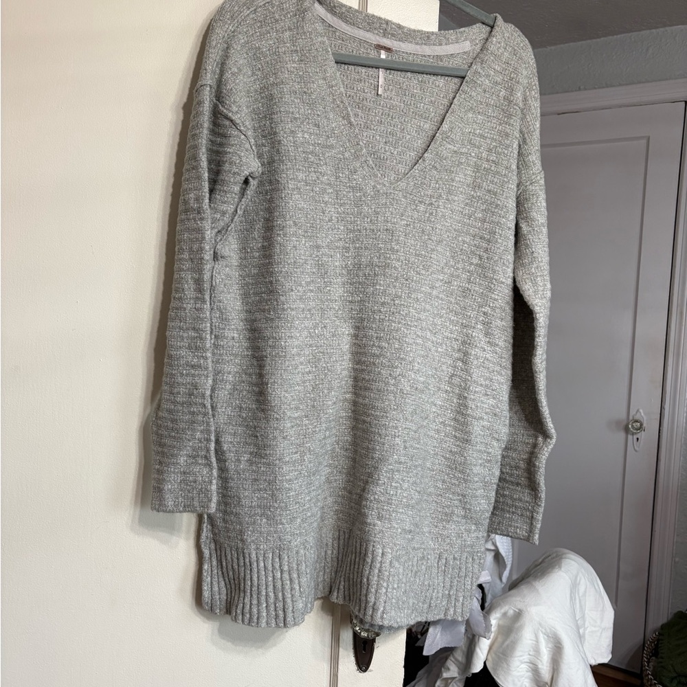 Gray V-Neck Women's Sweater